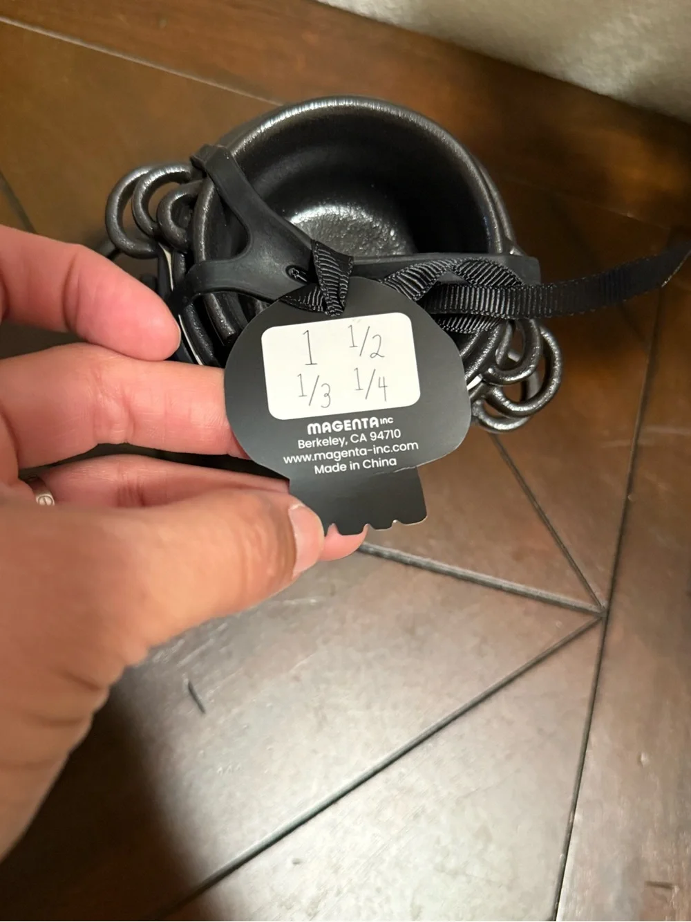 Rae Dunn Black Ceramic Measuring Cups Set of 4- Mini Cauldrons- NWT
